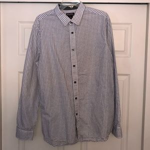 Michael Kors Mini Windowpane Dress Shirt, White XL